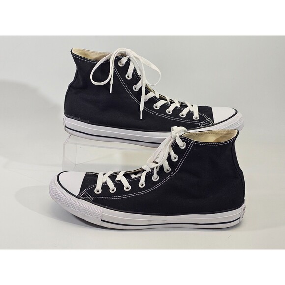 M13/W15 Converse Chuck Taylor All Star Black White Canvas High Top Sneaker Shoes - Picture 2 of 8